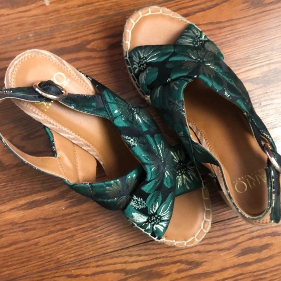 Franco sarto Chunky platform Straw sandal wedges - Picture 5 of 7